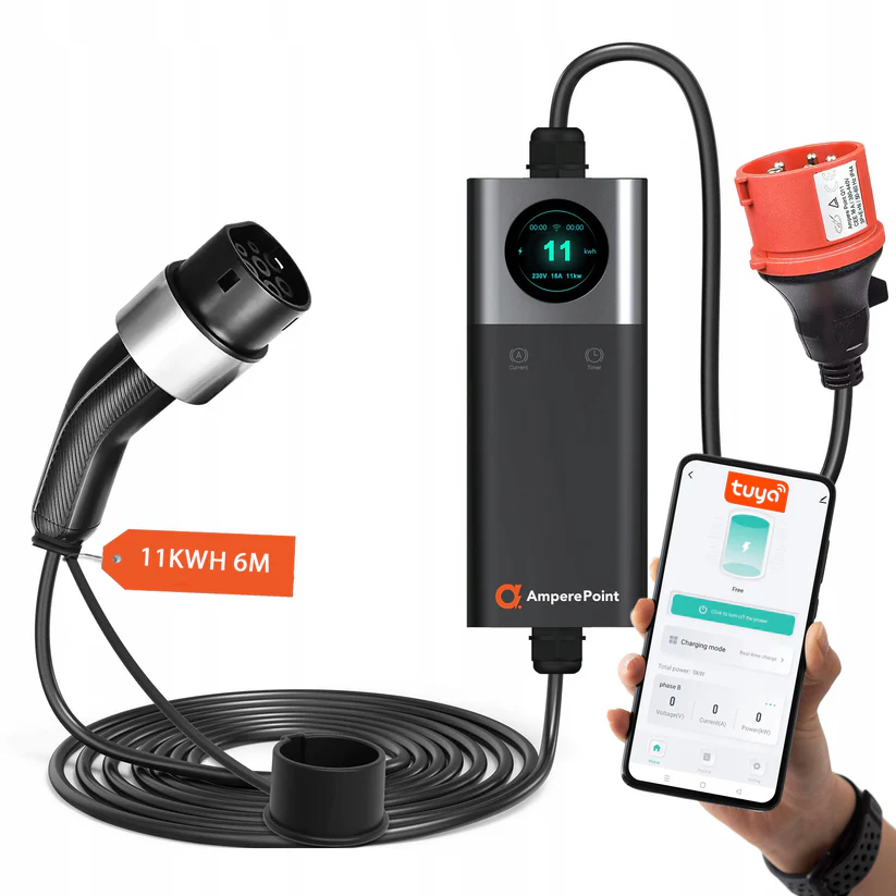 Ekotec | przenośna ładowarka q11 (16a, typ 2, 11kw) aplikacja mobilna